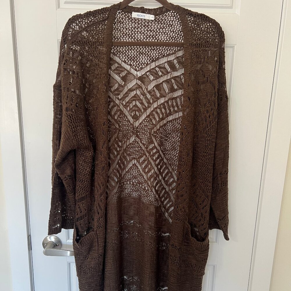 EUC - Ricki's  - Large - Crochet Long Cardigan
